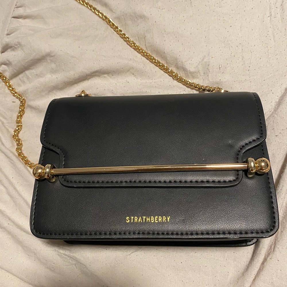 Strathberry Black Gold Chain Bag